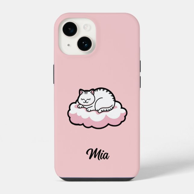 Personalized Chubby Cat Curling Up – Cute iPhone Case (Back)