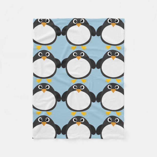 Personalized Chubby Penguin Fleece Blanket (Front)