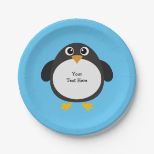 Personalized Chubby Penguin Paper Plate