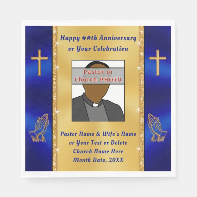 Personalized Church or Pastor Anniversary Supplies Napkin (Front)