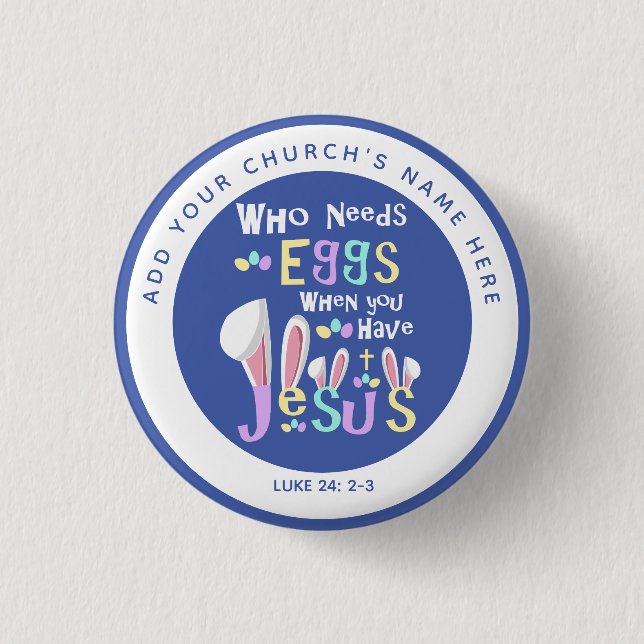 Personalized Church Service Easter Morning 1 Inch Round Button (Front)