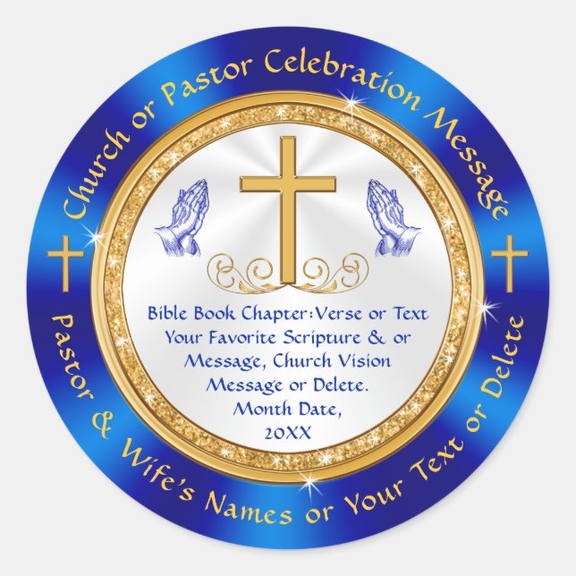 Personalized, Church Stickers, Favours, Envelopes Classic Round Sticker (Front)