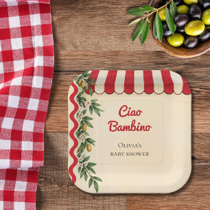 Personalized Ciao Bambino Italian Baby Shower Paper Plate