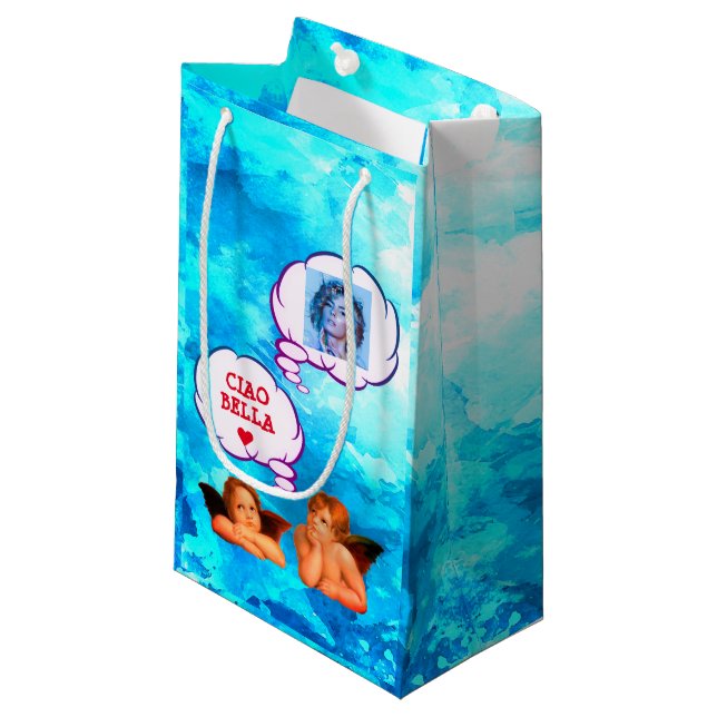 Personalized CIAO BELLA Cherub Angels Small Gift Bag (Front Angled)