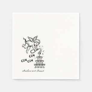 Personalized Cin Cin Cherub Cupid Hand Drawn Napkin
