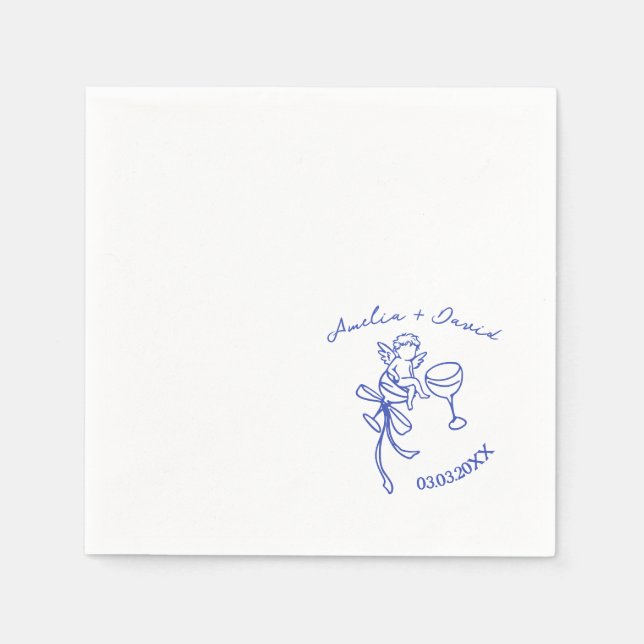 Personalized Cin Cin Cherub Cupid Hand Drawn  Napkin (Front)