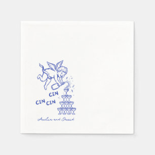 Personalized Cin Cin Cherub Cupid Hand Drawn  Napkin