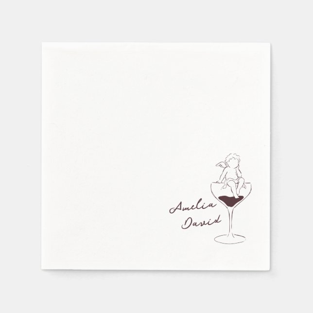 Personalized Cin Cin Cherub Cupid Hand Drawn  Napkin (Front)