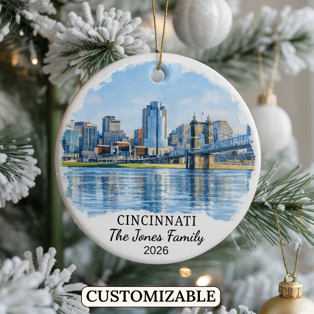 Personalized Cincinnati Ornament, Custom Ohio Ceramic Ornament (Creator Uploaded)