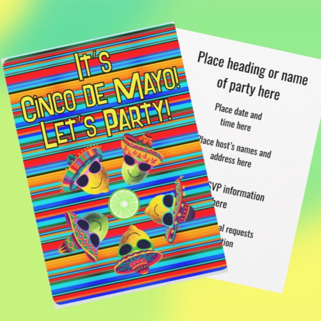 Personalized Cinco de Mayo Fiesta Lemon Lime  Invitation (Customize front and back text for any occasion!)