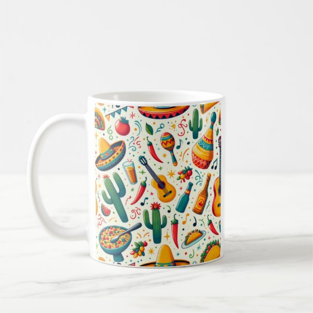 Personalized Cinco De Mayo Mug, Mexican Mugs,  Tac Coffee Mug (Left)