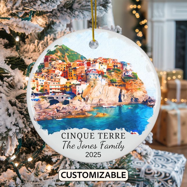 Personalized Cinque Terre, Italy Gift Ceramic Ornament (Creator Uploaded)