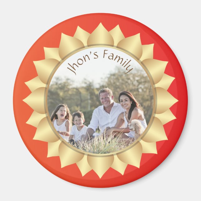 Personalized Circle Magnet Family Photo (Front)