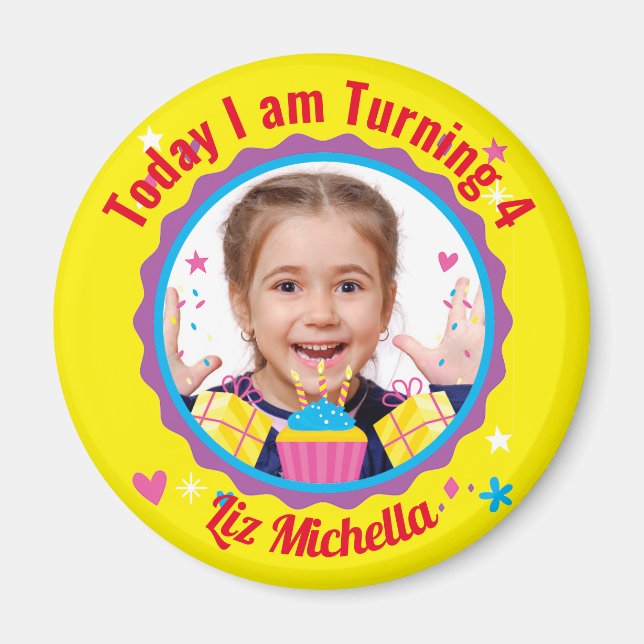 Personalized Circle Magnet Gift Pin Birthday (Front)