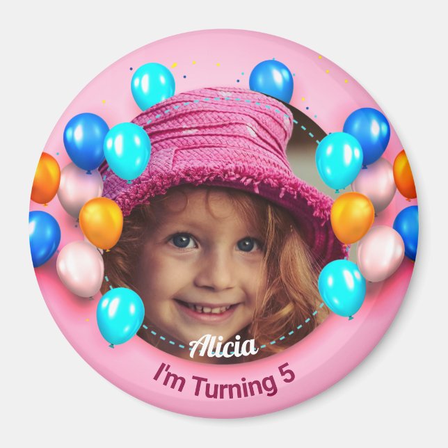 Personalized Circle Magnet Happy Birthday (Front)