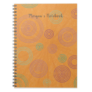 Personalized Circles and Starburst Notebook Orange