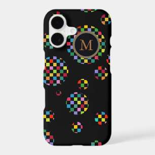 personalized circles of squares on black