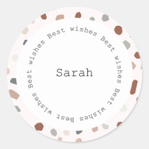 Personalized Circular Sticker - Modern Terrazzo