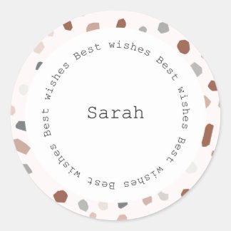 Personalized Circular Sticker - Modern Terrazzo