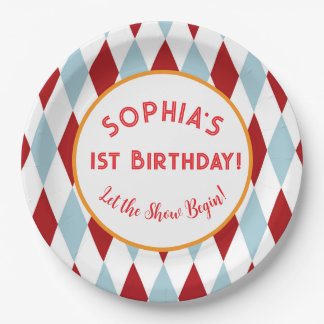 Personalized Circus Birthday Paper Plate