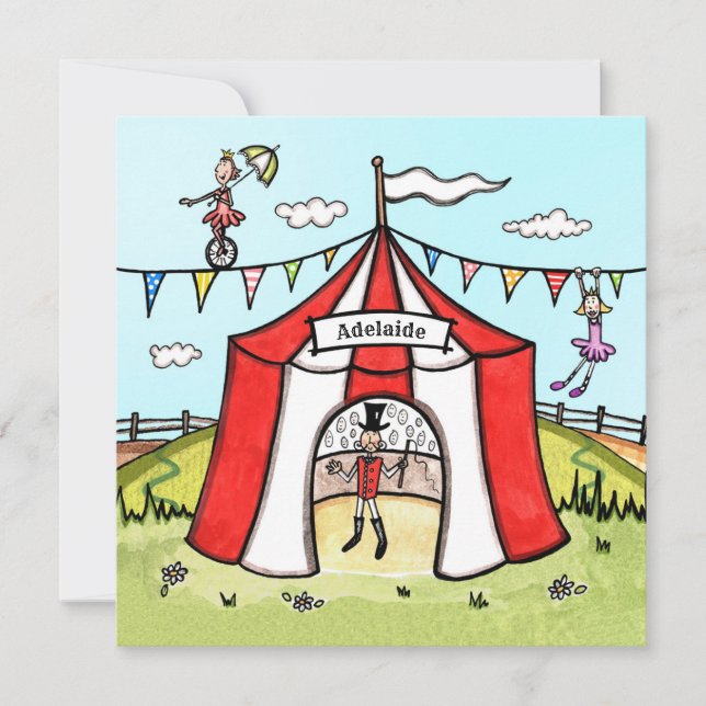 Personalized Circus Birthday Party Invitation (Front)