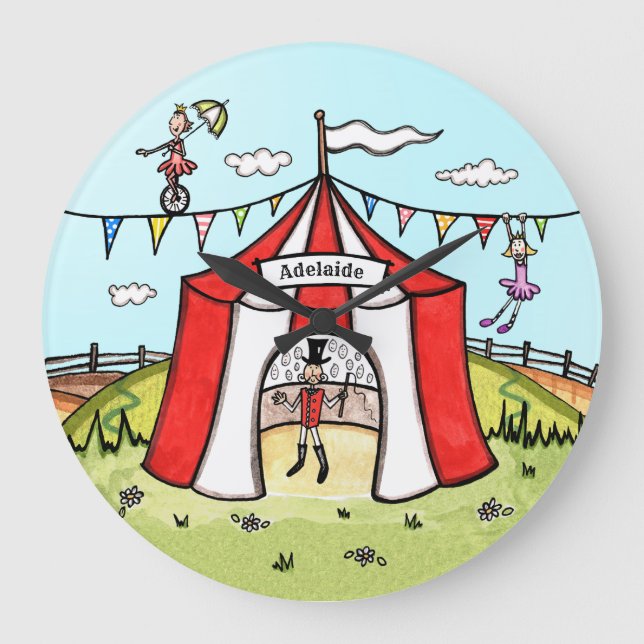 Personalized Circus Children's Acrylic Clock (Front)