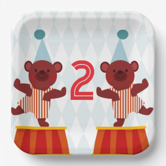 Personalized Circus Teddy Bears Age Birthday Paper Plate