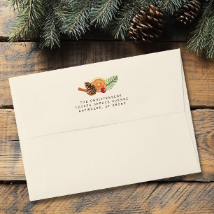 Personalized Citrus Pinecone Cinnamon Christmas Envelope