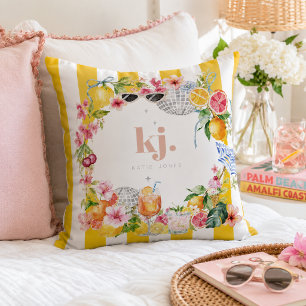 Personalized Citrus Summer Monogram Throw Pillow