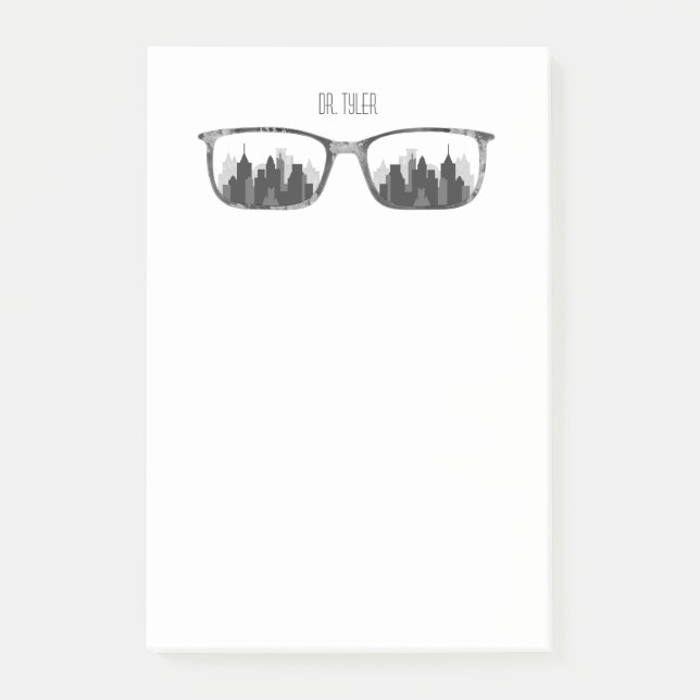 Personalized City & Eyeglasses Post-It Notes (Front)