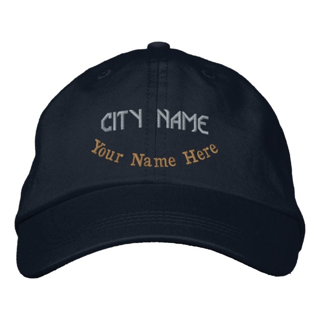 Personalized City Name Navy-Hat Featuring Classic  Embroidered Hat (Front)