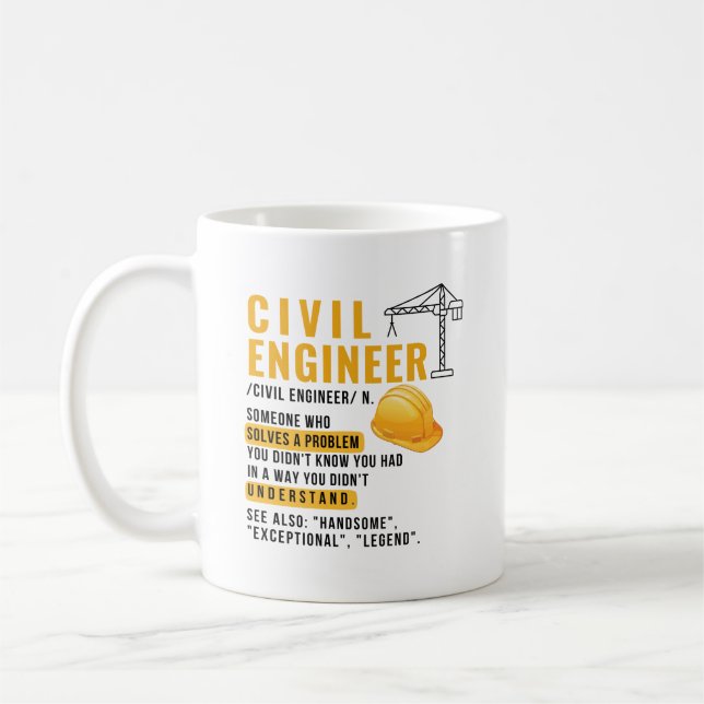 Personalized Civil Engineer Definition Funny Coffee Mug (Left)
