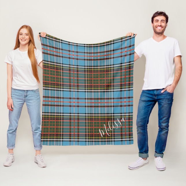 Personalized Clan Anderson Plaid Tartan Fleece Blanket (In Situ)