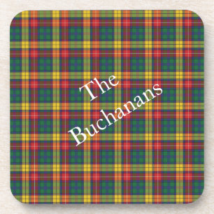 Personalized Clan Buchanan Plaid Tartan Pattern Coaster