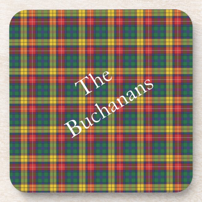 Personalized Clan Buchanan Plaid Tartan Pattern Coaster (Front)