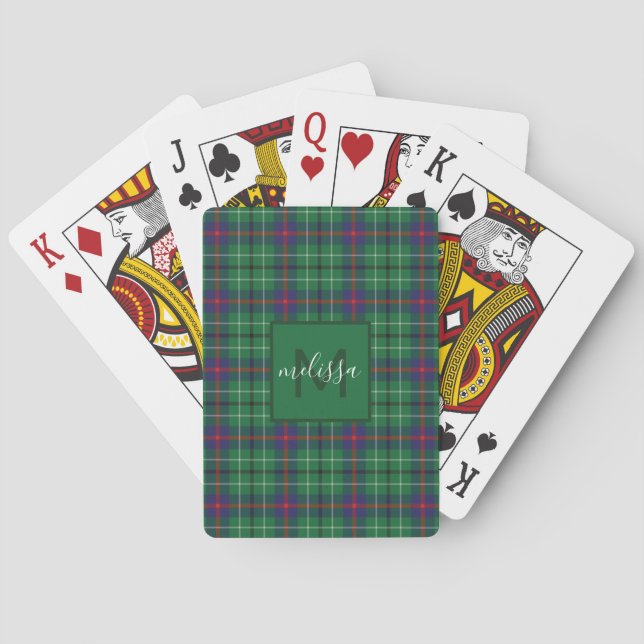 Personalized Clan Duncan Plaid Tartan Monogram Playing Cards (Back)