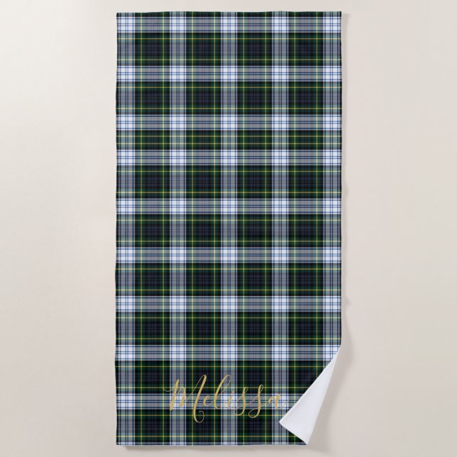 Personalized Clan Gordon Tartan Plaid Name Beach Towel (Front)