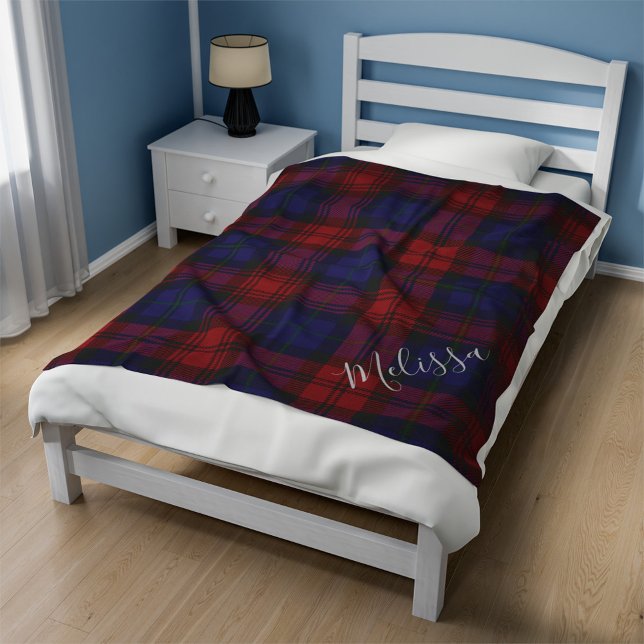 Personalized Clan MacLachlan Plaid Tartan Fleece Blanket (Plaid Rustic MacLachlan Tartan Fleece Blanket)