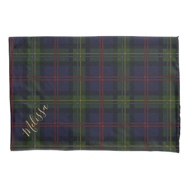 Personalized Clan Malcolm Tartan Plaid Name Pillowcase (Front-Left)
