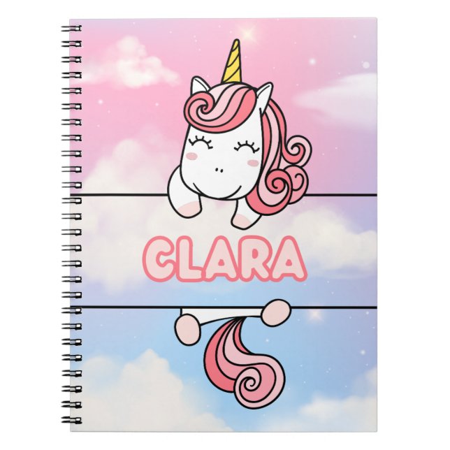Personalized Clara Unicorn Girlie Notebook (Front)