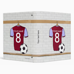 Personalized Claret Blue Football Soccer Jersey Binder
