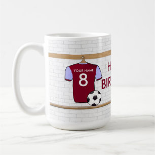 Personalized Claret Blue Football Soccer Jersey Coffee Mug