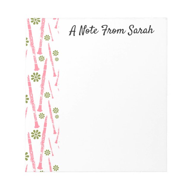 Personalized Clarinet Musician Instrument Gift Notepad (Front)