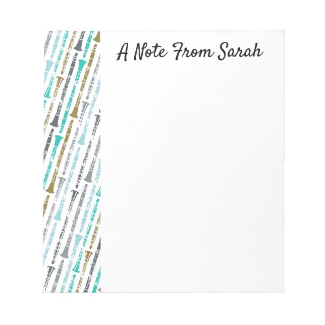 Personalized Clarinet Musician Teacher Player Gift Notepad (Front)