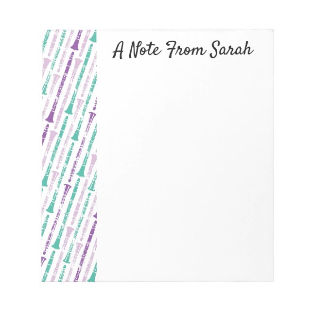 Personalized Clarinet Player Gift Instrument Theme Notepad (Front)