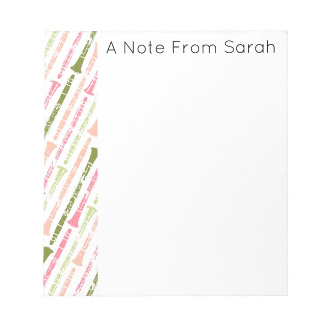 Personalized Clarinet Player Musician Gift Notepad (Front)