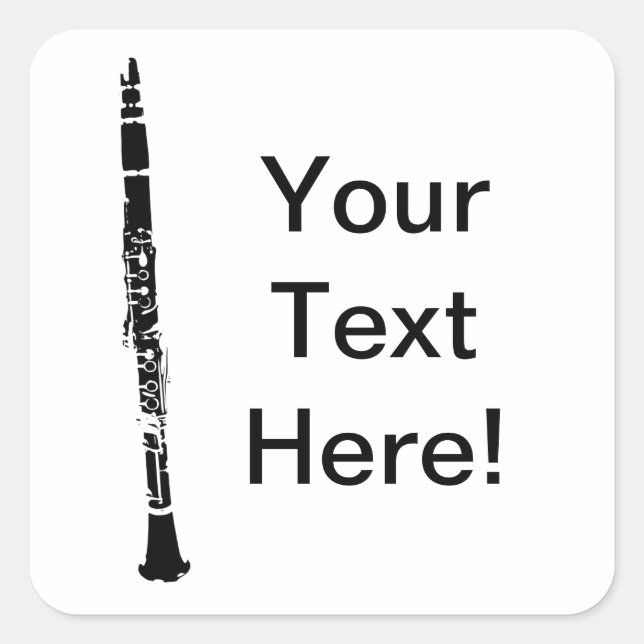 Personalized Clarinet Square Sticker (Front)