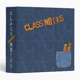 Personalized Class Notes - Blue Jeans and Pencils Binder
