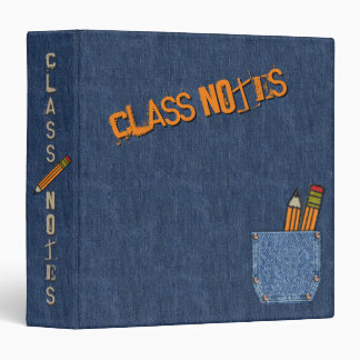 Personalized Class Notes - Blue Jeans and Pencils Binder