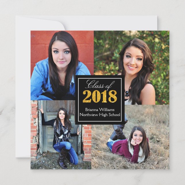 Personalized Class of 2018 Senior Graduation Photo Invitation (Front)